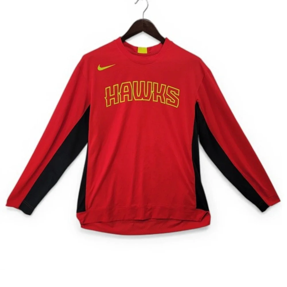 Nike Dri Fit‎ Atlanta Hawks Shirt Mens Medium Red NBA Warm Up Athletic